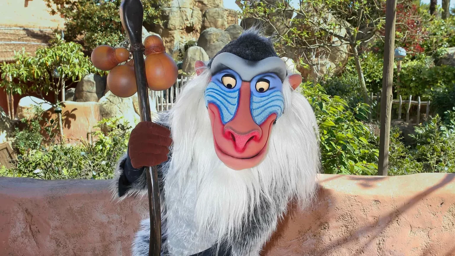 Disneyland Paris Rafiki from The Lion King • Meet and greet with Rafiki at Disneyland Paris • Photo with Rafiki at Disneyland Paris.