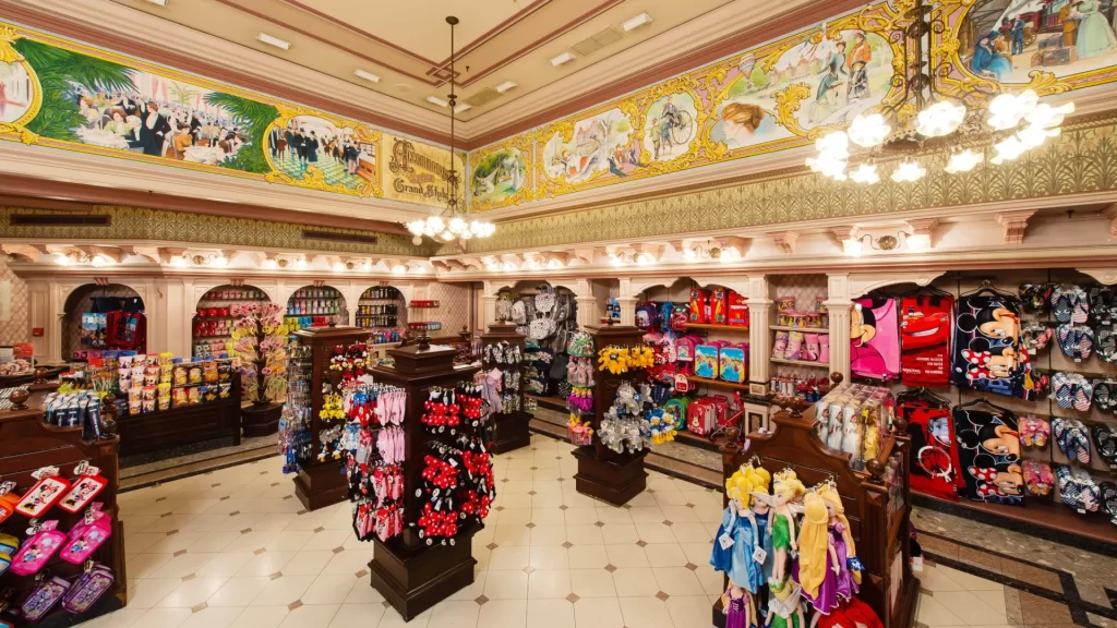 Disneyland Paris Plaza East Boutique features fashionable Disney apparel and accessories for stylish guests.