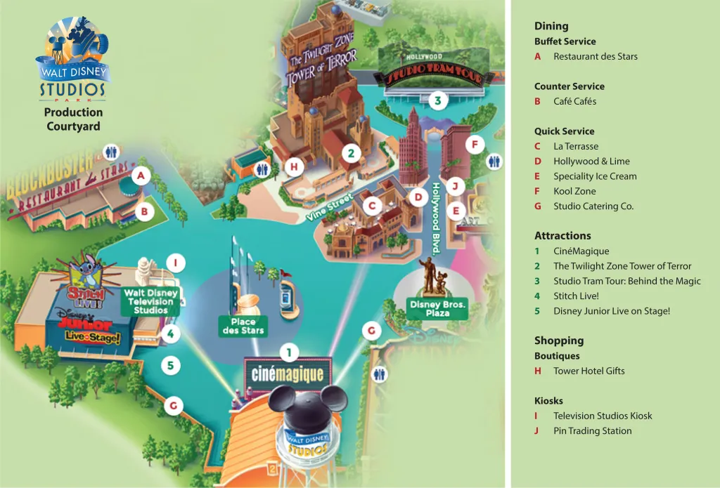 Disneyland Paris Map of Production Courtyard