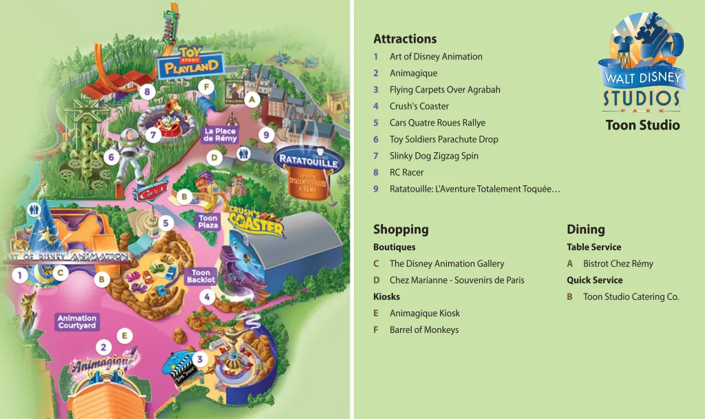 Disneyland Paris Map of Toon Studio