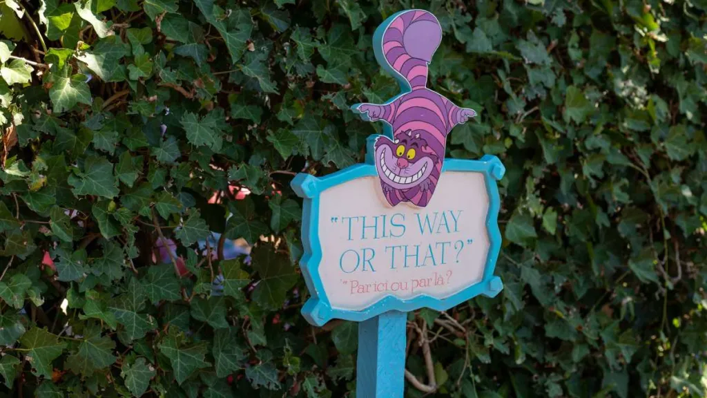 Disneyland Paris Cheshire Cat’s signposts