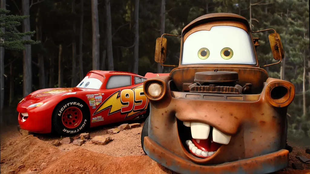 Disneyland Paris Lightning McQueen with a smiling Mater
